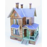 A good Moritz Gottschalk model 3582 blue roof Dolls House, German circa 1902,