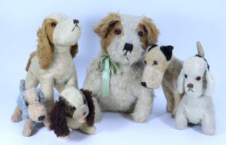 A collection of six various mohair toy dogs, 1930s-50s,