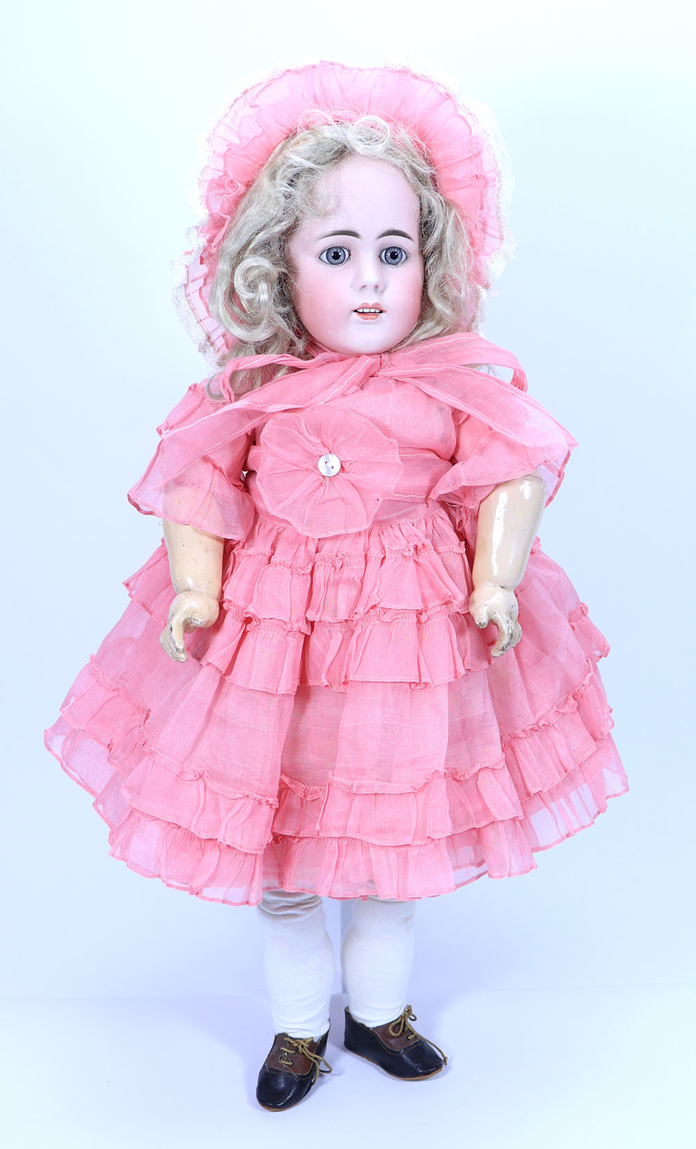 A 315 bisque head girl doll, possibly Kestner, German circa 1910,