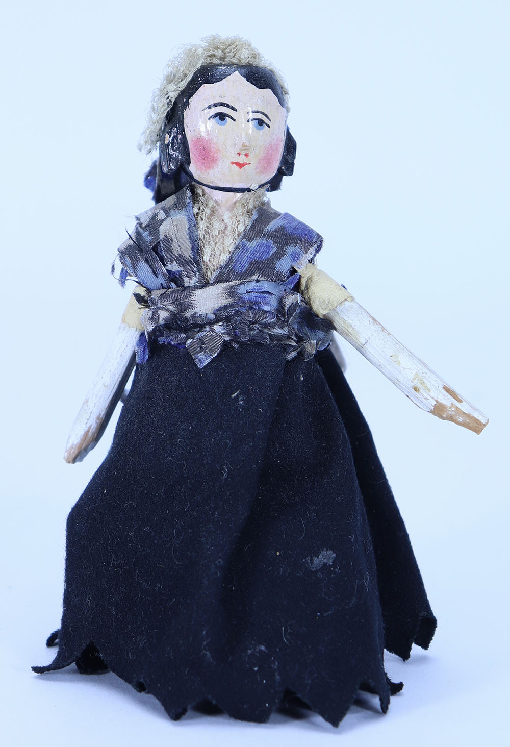 A painted wooden Grodnertal dolls house doll, German 1850s, - Image 2 of 2