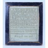 A good framed miniature sampler, English 19th century,
