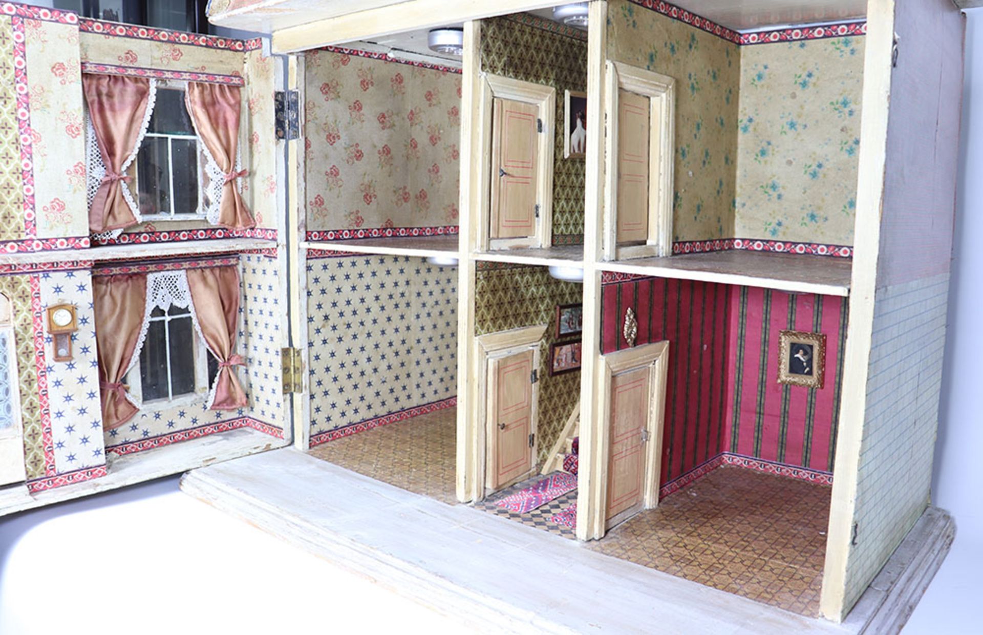 An impressive Christian Hacker painted wooden Dolls House, German 1890s, - Image 3 of 4
