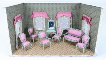 A beautiful early French salon room set with original furniture, circa 1880,