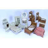 Collection of wooden dolls house furniture,