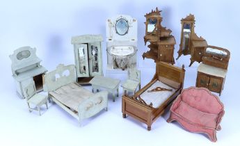 Collection of wooden dolls house furniture,