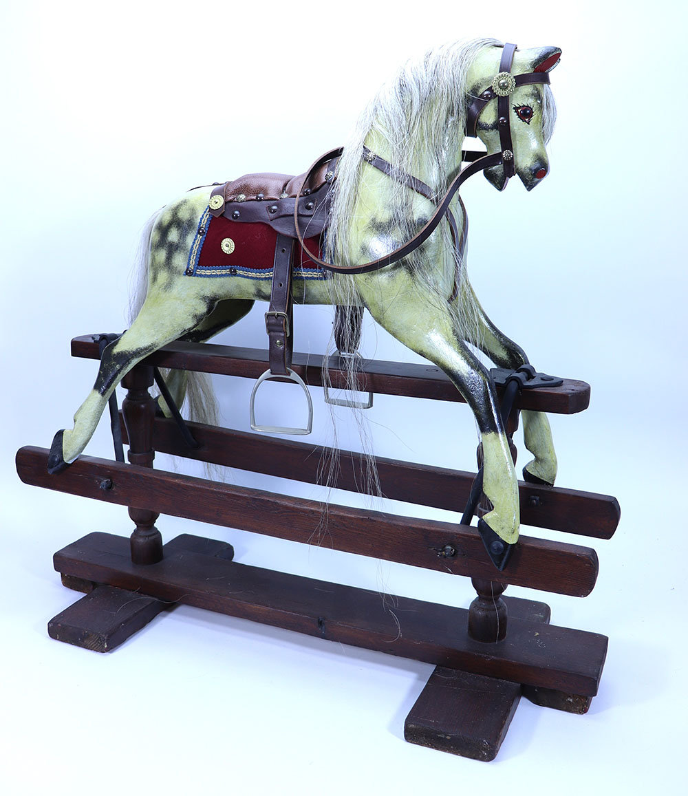 A G & J Lines Dapple Grey Victorian Rocking Horse on safety rockers, - Image 2 of 2