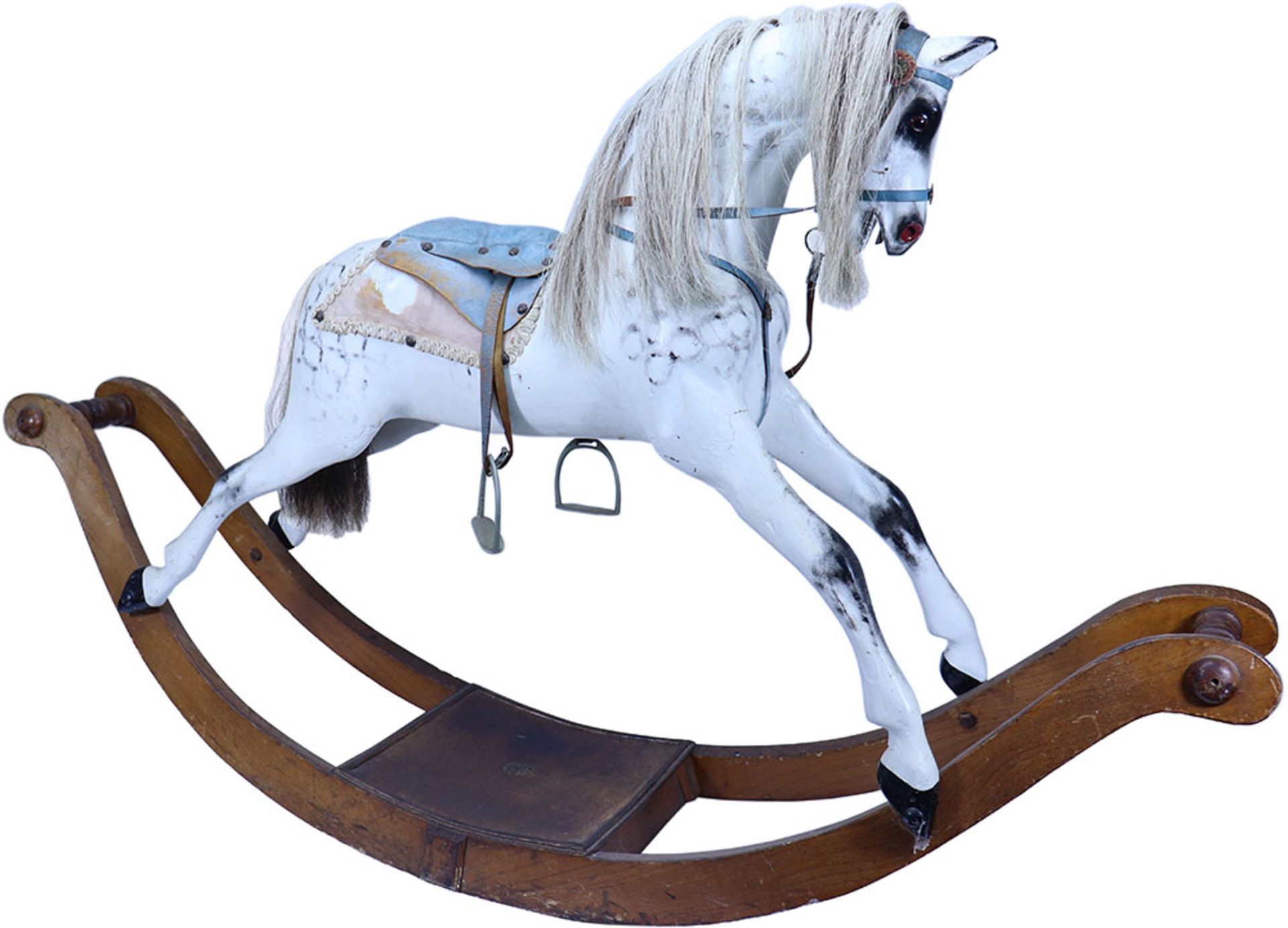 A G & J Lines Dapple Grey Victorian Rocking Horse on Bow Rockers, - Bild 2 aus 5