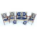 A good suite of wooden Empire style chairs and sofa, French mid 19th century,
