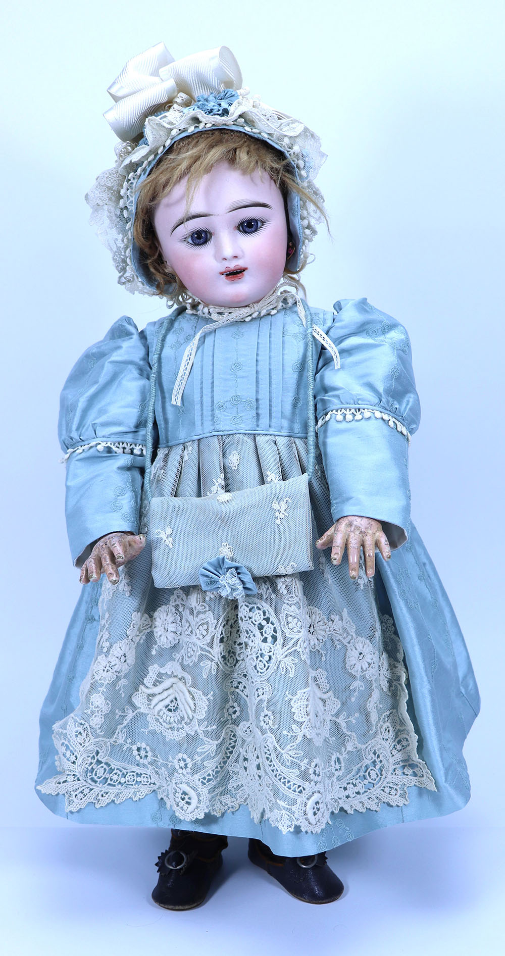 A Paris Bebe bisque head doll, size 11, French circa 1890,