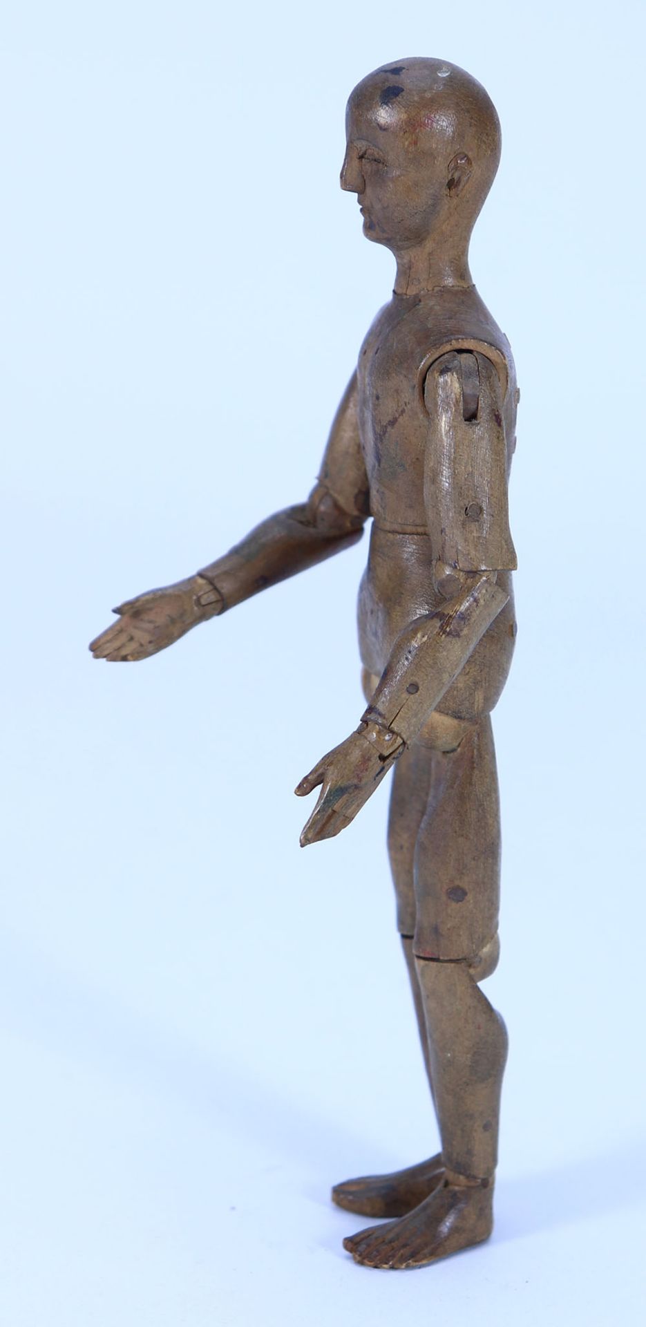 A rare miniature 19th century wooden articulated artists Lay figure, - Bild 3 aus 4