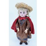 A J.D Kestner 129 bisque head doll in original clothes, German circa 1905,