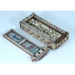 A good Prisoner of War bone games box with dominoes, early 19th century,