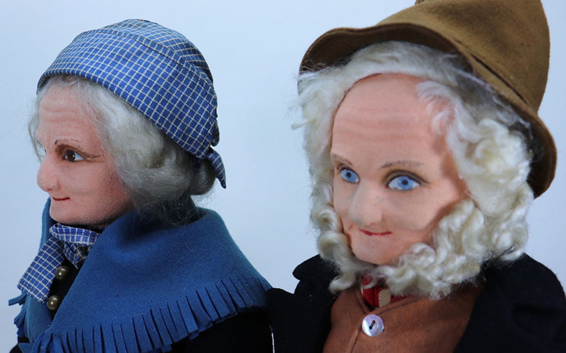 Norah Wellings Old Man and Old Woman felt character dolls, English 1930’s, - Bild 2 aus 3