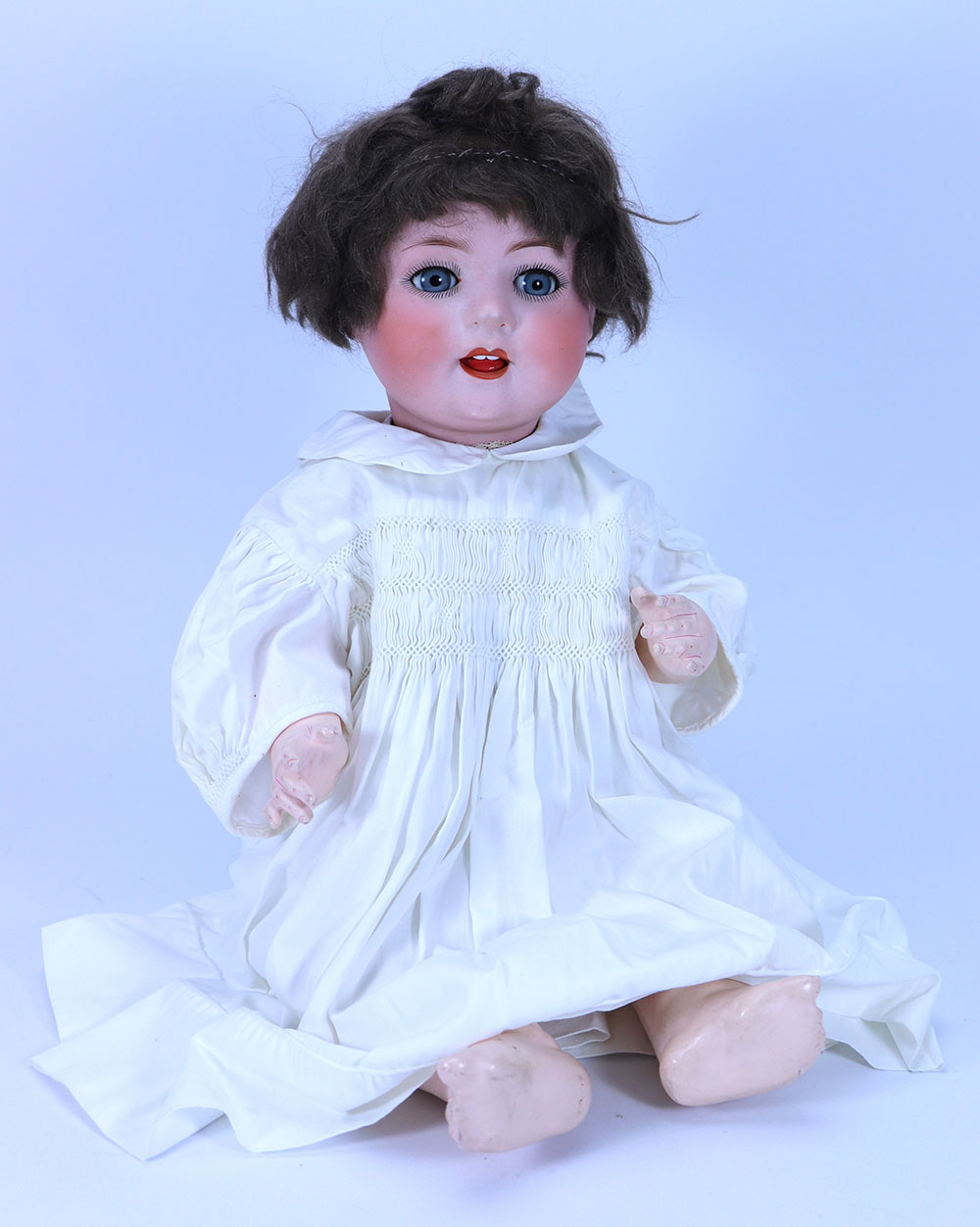 A Heubach Koppelsdorf 300 bisque head baby doll in original box, German circa 1915,