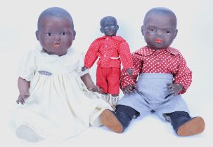 A Heubach Koppelsdorf 399 black bisque head baby doll, German circa 1915,