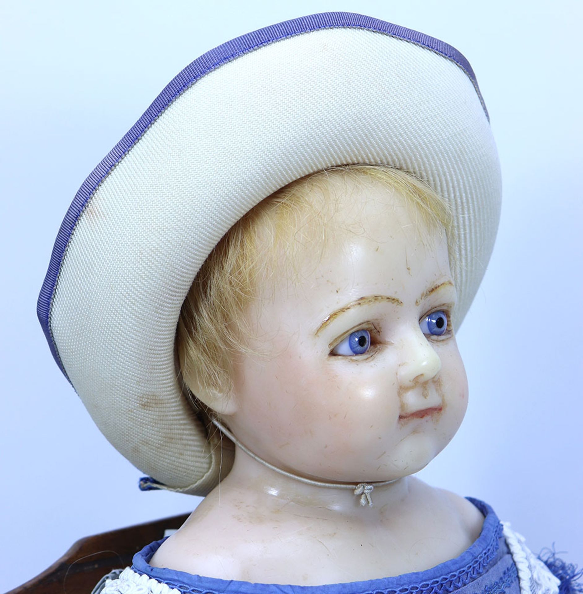 A large poured wax shoulder head doll probably Montanari, English circa 1860, - Image 2 of 2