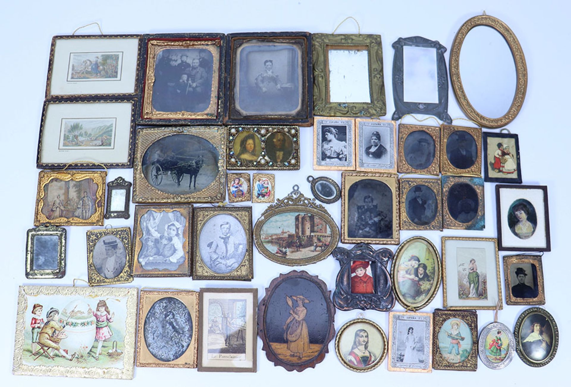 Collection of Dolls House and miniature pictures and mirrors,