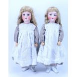 A pair of Alt, Beck & Gottschalck 1362 bisque head dolls, German circa 1915,