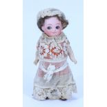 A small Walther & Co 208 bisque head googly-eyed doll, German circa 1915,