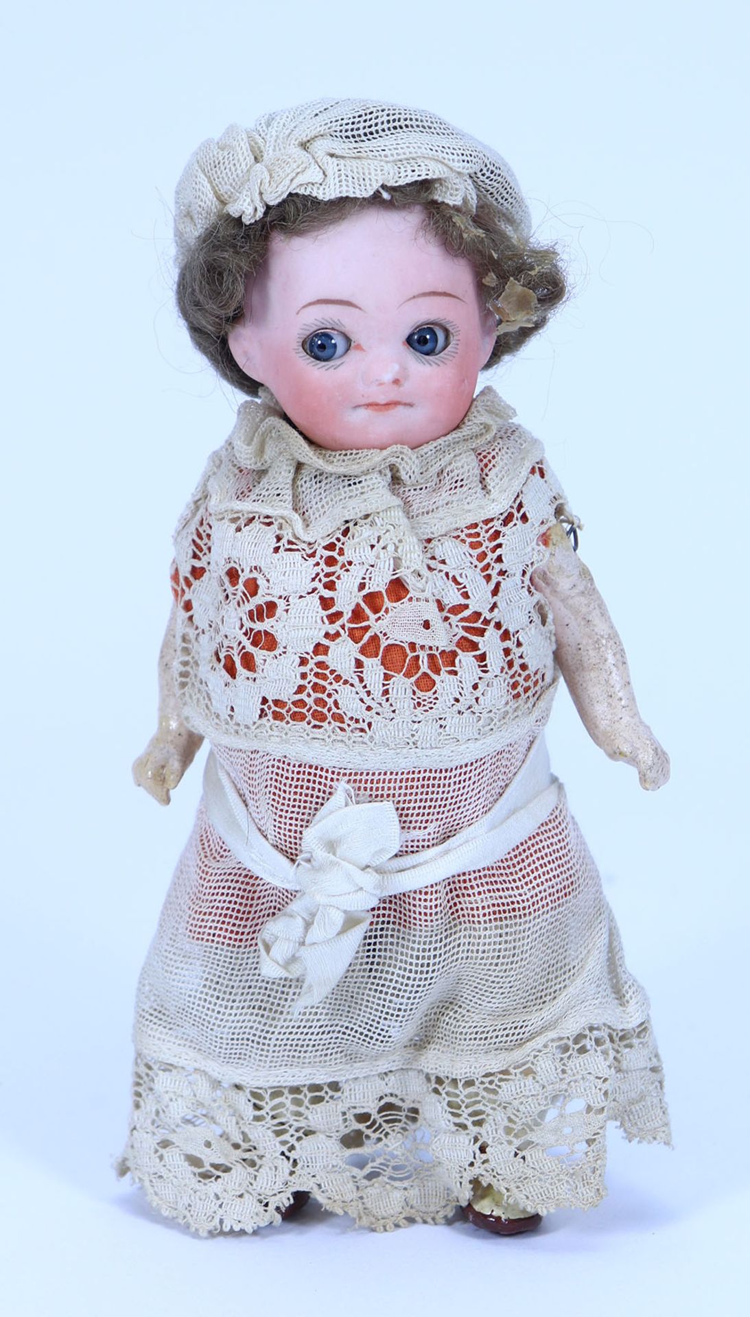 A small Walther & Co 208 bisque head googly-eyed doll, German circa 1915,