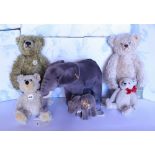 Collection of Modern Steiff white and yellow tag bears and soft toys,