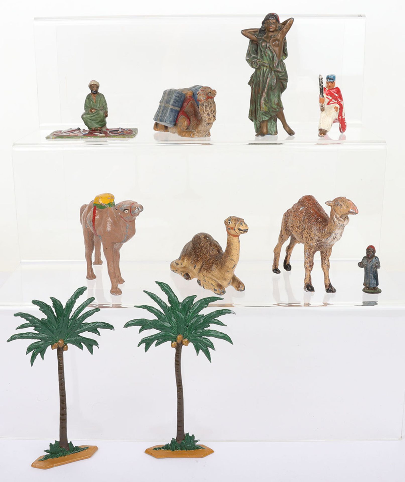 Lead painted Middle Eastern figures and camels
