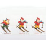 Three American lead painted Skiers