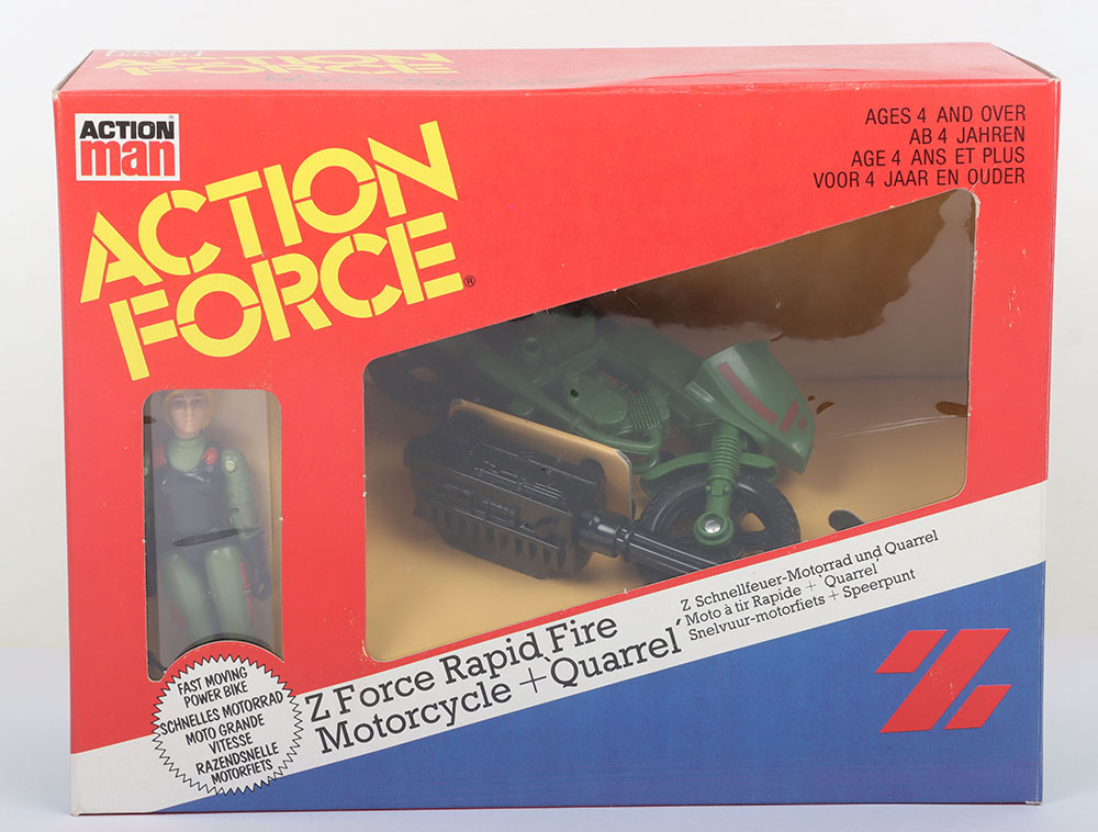 Vintage Action Force Z Force Rapid Fire Motorcycle Vehicle with Quarrel action figure boxed Palitoy