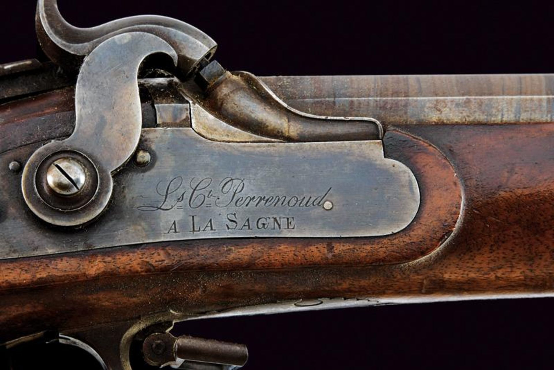 A canton-type percussion target rifle signed L. C. Perrenoud - Image 3 of 9