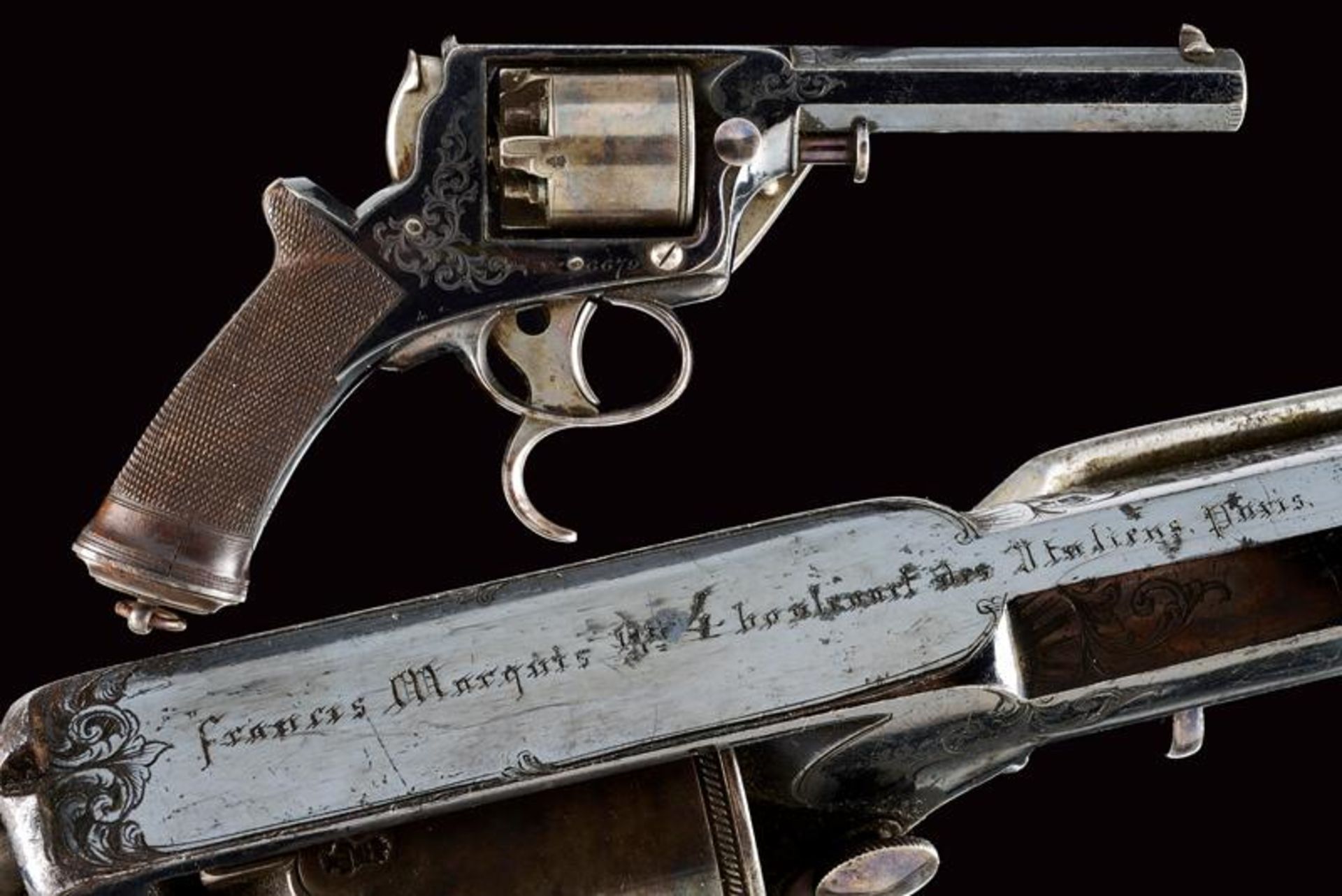 A Tranter patent percussion revolver by Francis Marquis in Paris