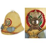 An officer's colonial helmet of the 5th lancer's regiment of Novara