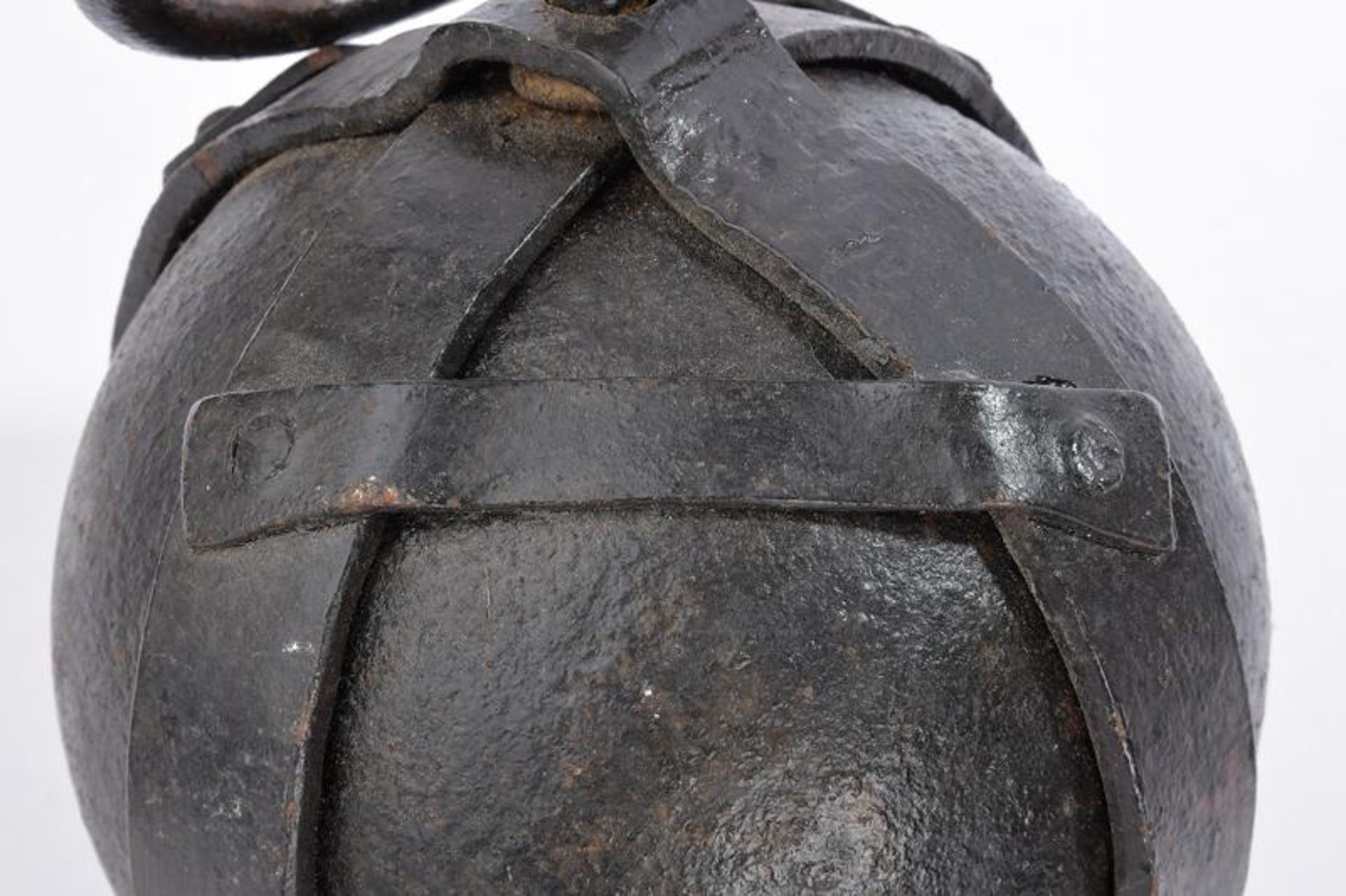 A rare iron legcuff ball - Image 4 of 5