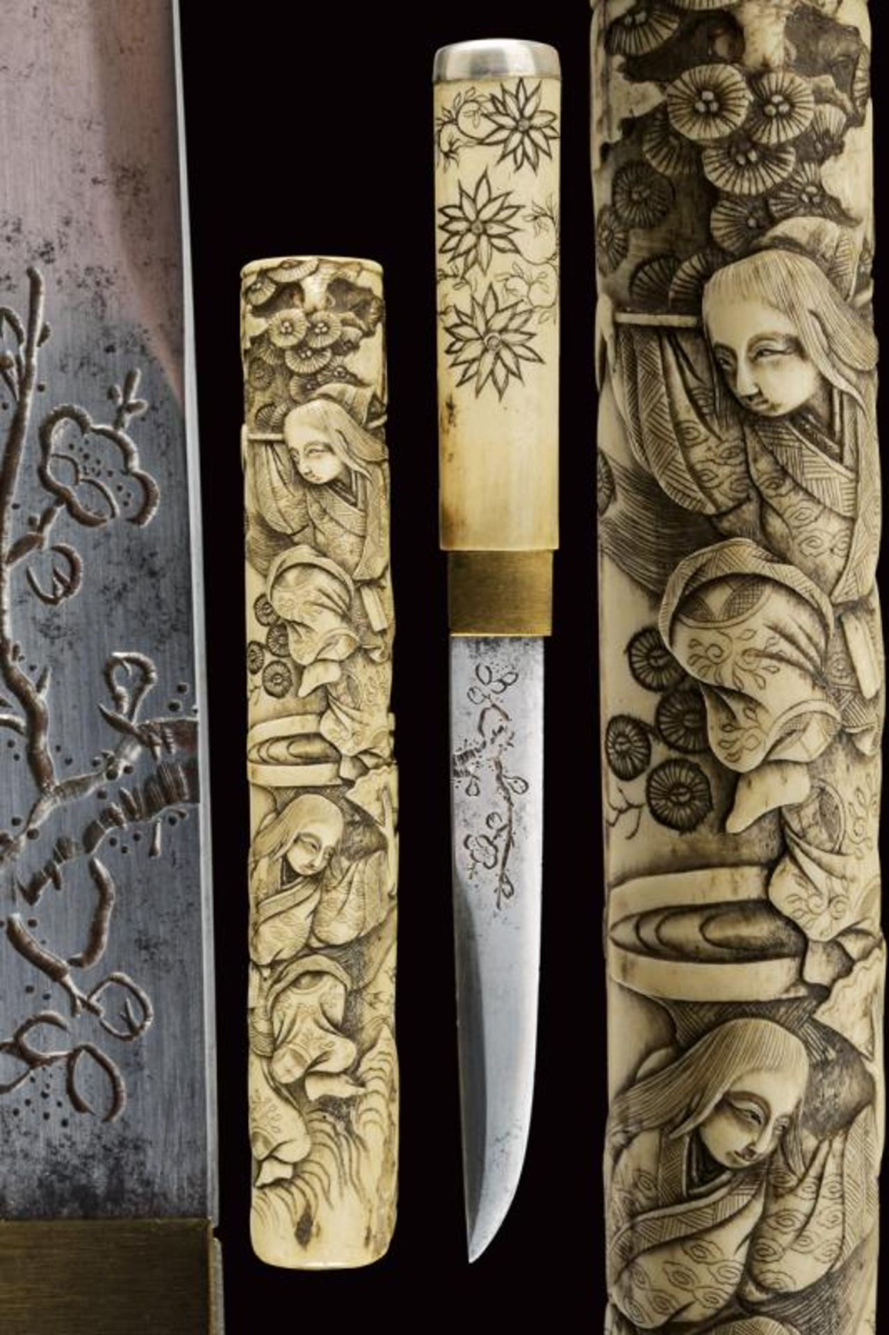 A fine knife with sculpted bone scabbard