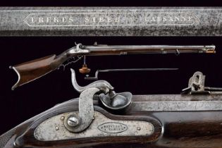 A percussion target rifle with bayonet by Bristlen e Siber