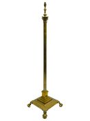 Late 20th century brass telescopic standard lamp in the form of a Corinthian column