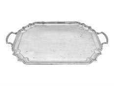 Modern silver twin handled tray