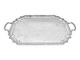 Modern silver twin handled tray