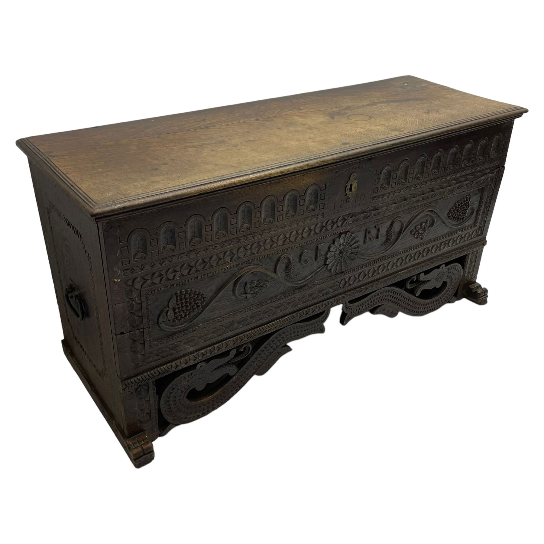 George III oak blanket box or kist - Image 8 of 13