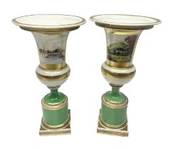 Pair of Worcester pedestal vases