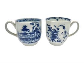 Two 18th century Worcester porcelain coffee cups