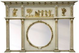 Regency painted and parcel gilt overmantel mirror