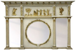 Regency painted and parcel gilt overmantel mirror