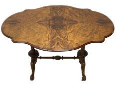 Fine Victorian figured walnut Sutherland stretcher table