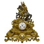 French - late 19th century 8-day gilt spelter mantle clock retailed by J Vassalli of Scarborough c18