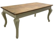 20th century French farmhouse oak and cream painted dining table