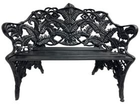 Coalbrookdale - black painted cast iron 'fern' pattern garden bench