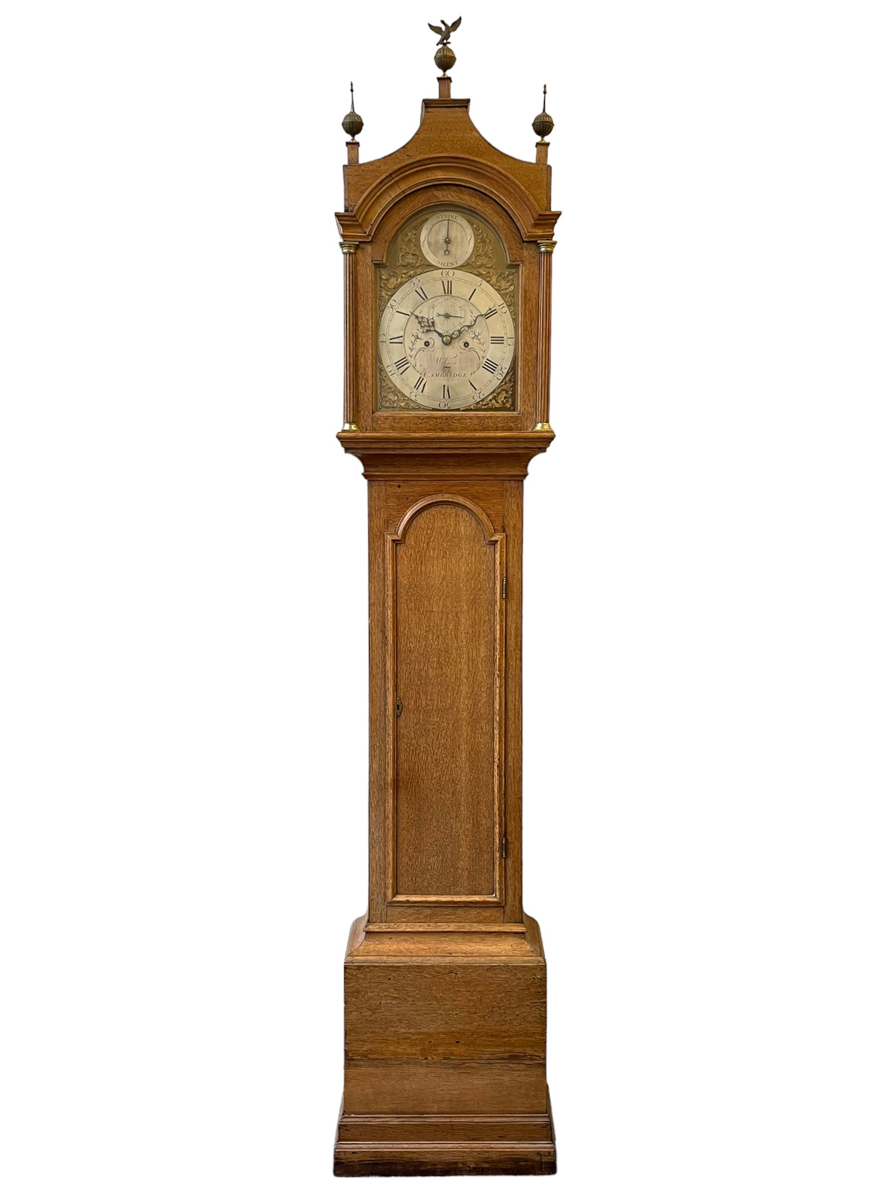 William Wilson of Cambridge - George III oak cased 8-day longcase clock