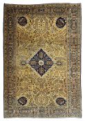 Persian Qom pale gold ground rug