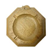 Mouseman - tooled oak octagonal ashtray