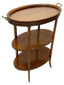 Edwardian satinwood tray top stand of oval form